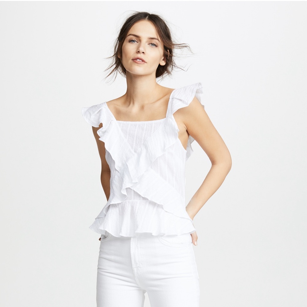 Moon River Cross Ruffle Blouse